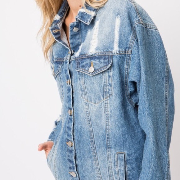 BEST SELLER Oversized distressed denim/jean jacket - Picture 4 of 7